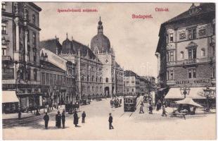 Budapest IX. Iparművészeti Múzeum, Üllői út, villamos, Valéria Kávéház, gyógyszertár, üzletek. Divald Károly 111-1908