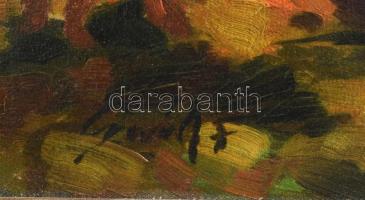 Gaál Ferenc (1891-1956): Táborozók. Olaj, vászon, jelzett. Dekoratív, kopott fa keretben, 37×48 cm /...