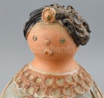 Kiss Roóz Ilona (1920-2010): Hölgy mécsestartókkal.
Mázas kerámia, kézzel festett, jelzett, hibátla...