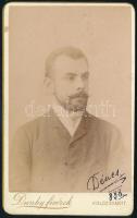 1888 gróf Esterházy Dénes (1862-1895) költő fotója Dunky fivérek kolozsvári műterme vizitkártya