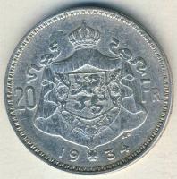 Belgium 1934. 20Fr Ag T:3