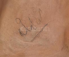 Illés László (1910-1944): Art déco Vénusz. 
Mázas kerámia, kézzel festett, jelzett, apró csorba, 19...