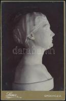 Női márvány büszt Lenz oravicai műterméből kabinetfotó 11x17 cm