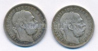 1894KB-1895KB 1K Ag "Ferenc József" (2x) T:2- patina Adamo K5