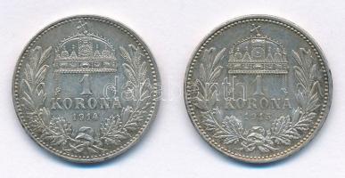 1914KB-1915KB 1K Ag "Ferenc József" (2xklf) T:2 Adamo K5.1