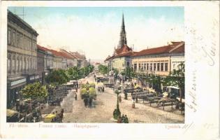 1902 Újvidék, Novi Sad; Fő utca, cipő piac, üzletek / main street, shops, shoe market (EK)