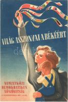 1949 Világ asszonyai a békéért! Nemzetközi Demokratikus Nőszövetség II. Kongresszusa / Advertisement card for the 2nd Congress of the Women's International Democratic Federation, propaganda