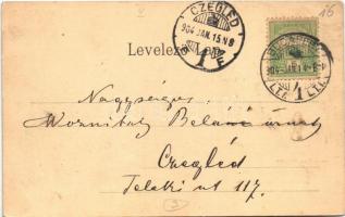 1904 Budapest V. Ferenc József tér, Lánchíd pesti hídfő, teherhajó állomás hatalmas raktárépületekke...