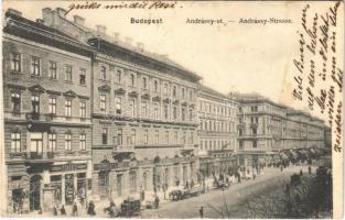 1905 Budapest VI. Andrássy út, Török S. gyógyszertára, Ulrich B.J. bádog és ólomáru gyári raktára, Telefon hírmondó (EK)