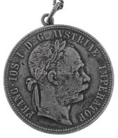 Ausztria 1879. 1Fl Ag "Ferenc József" füllel, fém nyaklácon T:2- Austria 1879. 1 Florin Ag...