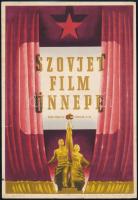 1953 A szovjet film ünnepe, villamosplakát, Játékkártyagyár és Nyomda Bp., kis szakadással, 24x16,5 cm