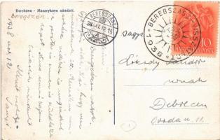 1938 Beregszász, Beregovo, Berehove; Masarykovo námesti / tér / square + "1938 Beregszász vissz...
