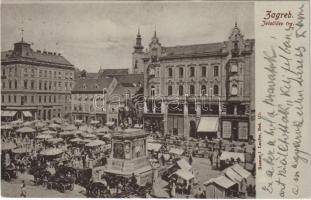 1903 Zagreb, Zágráb; Jelacicev trg, Hinko Kaufmann i Drug, Skladiste Pokuctva / market, shops / piac, üzletek