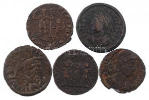 Római Birodalom 5db-os Br érmetétel a IV. századból, közte Constans T:2- Roman Empire 5pcs Br coin lot from the 4th century, with Constans C:VF