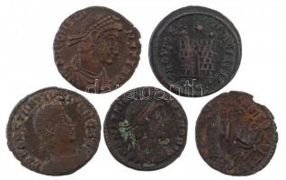 Római Birodalom 5db-os Br érmetétel a IV. századból, közte Constans T:2- Roman Empire 5pcs Br coin l...