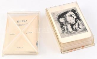 1963 Ki ez? Irodalomtörténeti társasjáték, komplett, 100 db kártyával, leírással, eredeti dobozában, 13,5x9x4 cm