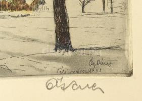 Ősz Dénes (1915-1980): Téli városrét Színes rézkarc, papír, jelzett. 31,5x37,5 cm