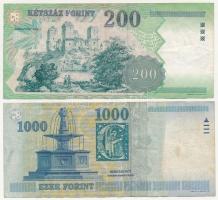 1998. 200Ft "FE" + 2000. 1000Ft "Millennium" "DB" T:III