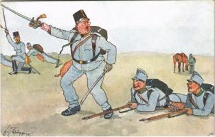 Előre / K.u.K. military art postcard. B.K.W.I. 585. s: Fritz Schönpflug