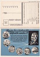 Lépjen be a távbeszélő előfizetők sorába! A Magyar Királyi Posta Távbeszélő Propaganda Irodájának reklámlapja és válaszlapja kihajtható képeslapon / advertisement postcard of the Hungarian Royal Posts Phone Propaganda Office, folding card