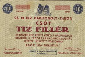 Csót/hadifogolytábor 1916. 10f számozás nélkül T:II-