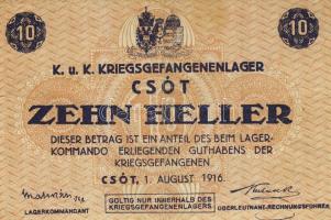 Csót/hadifogolytábor 1916. 10f számozás nélkül T:II-