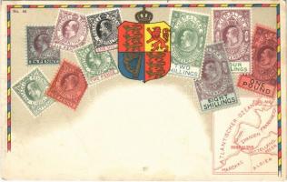 Stamps of Gibraltar, coat of arms, map. Carte philatélique Ottmar Zieher No. 83. litho (fl)