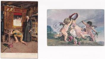 17 db RÉGI Stengel művész motívum képeslap / 17 pre-1945 Stengel art motive postcards