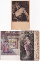 20 db RÉGI művész motívum képeslap vegyes minőségben / 20 pre-1945 art motive postcards in mixed quality
