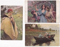 20 db RÉGI művész motívum képeslap vegyes minőségben / 20 pre-1945 art motive postcards in mixed qua...