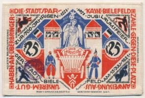 Németország / Weimari Köztársaság / Bielefeld 1921. 25M vászon T:I Germany / Weimar Republic / Bielefeld 1921. 25 Mark linen C:UNC