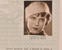 1938 Antoinette Myszlicki orosz/lengyel énekesnő fényképes útelevele