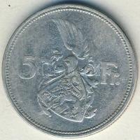 Luxemburg 1929. 5Fr Ag "Charlotte" T:3