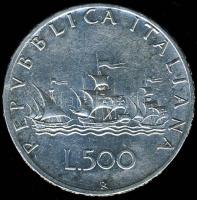 Olaszország 1966. 500L Ag "Kolombusz hajója" T:2