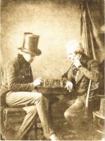 The Chess Players - Portrait taken in Claudets Studio in n1846 s: W.H.F. Talbot - modern reprint postcard