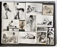 cca 1960-1970 Régi fotóalbum, benne beragasztott pornóképekkel, nagyrészt fotókkal, de benne egy-két...