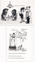 10 db MODERN Helge Hau sakk motívum képeslap: karikatúrák / 10 modern chess motive postcards by Helg...