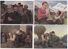 10 db RÉGI tiroli művész motívum képeslap / 10 pre-1945 Tyrolean art motive postcards