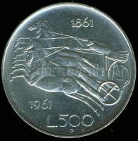 Olaszország 1961. 500L Ag "Olasz egység századfordulója" T:2+