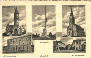 Budapest XXII. Budafok, Református és ágostai hitvallású evangélikus templom, országzászló, Állami pincegazdaság (ragasztónyom / gluemark)