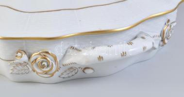 Herendi fehér, aranyozott szélű, hiányos étkészlet, kézzel festett, jelzett, hibátlan, különböző mér...