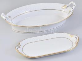 Herendi fehér, aranyozott szélű, hiányos étkészlet, kézzel festett, jelzett, hibátlan, különböző mér...