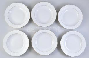 Herendi fehér, aranyozott szélű, hiányos étkészlet, kézzel festett, jelzett, hibátlan, különböző mér...