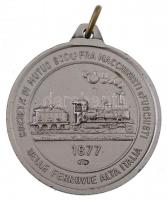 Olaszország 1977. Vasút kétoldalas, jelzett Ag emlékérem füllel, sérült tokban (21g/0.800/36mm) T:1-,2 Italy 1977. Railways two-sided, hallmarked Ag medal with ear, in damaged case (21g/0.800/36mm) C:AU,XF