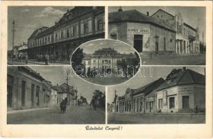 1944 Csap, Cop, Chop; utca, vasútállomás, Sermer Sámuel és Kazinczy Sándor üzlete / railway station, street, shops