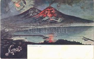 Napoli, Naples; Mount Vesuvius humorous caricature. Richter & Co. 216. (EK)