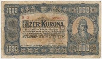 1923. 1000K Magyar Pénzjegynyomda R.t. Budapest nyomdahely jelöléssel T:III,III- Adamo K37