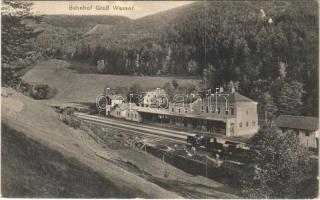 Hrubá Voda, Gross Wasser, Grosswasser; Bahnhof / railway station, wagons (Rb)