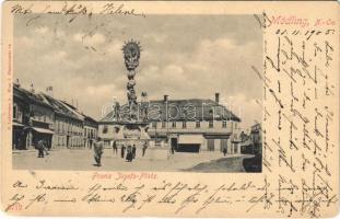 1905 Mödling, Franz Josefs Platz / square, Trinity Statue, shops