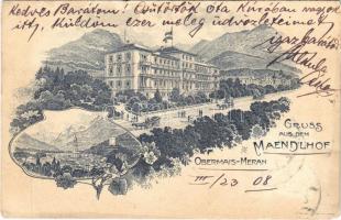 1908 Merano, Meran (Südtirol); Obermais, Gruss aus dem Maendlhof / Maia Alta / hotel. Art Nouveau, floral